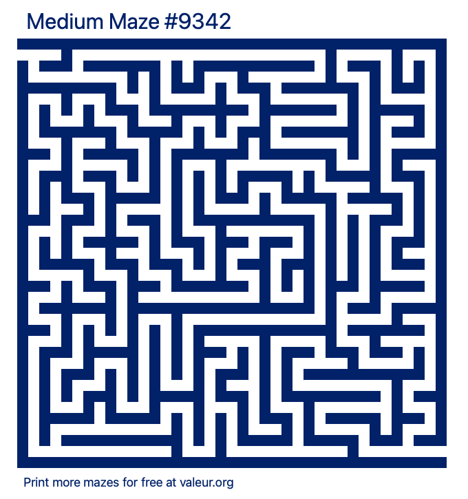 Free Printable Medium Maze number 9342