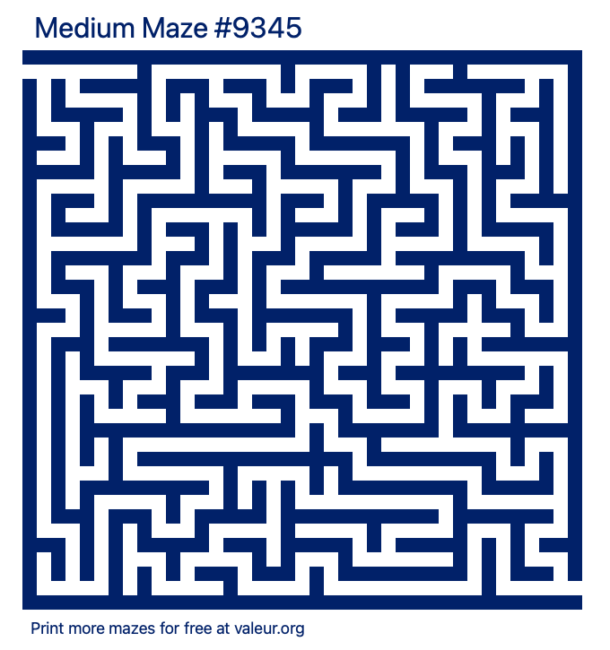 Free Printable Medium Maze number 9345