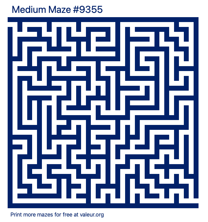 Free Printable Medium Maze number 9355