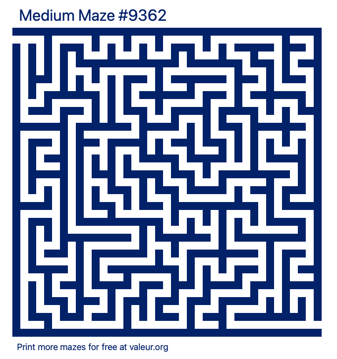 Free Printable Medium Maze number 9362