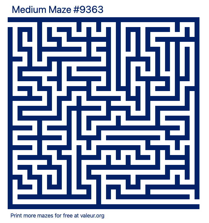 Free Printable Medium Maze number 9363