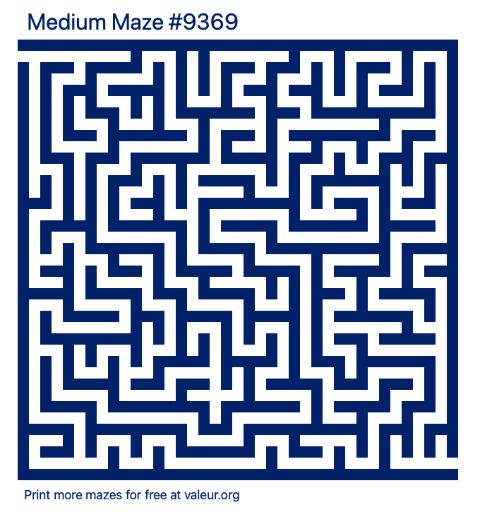 Free Printable Medium Maze number 9369