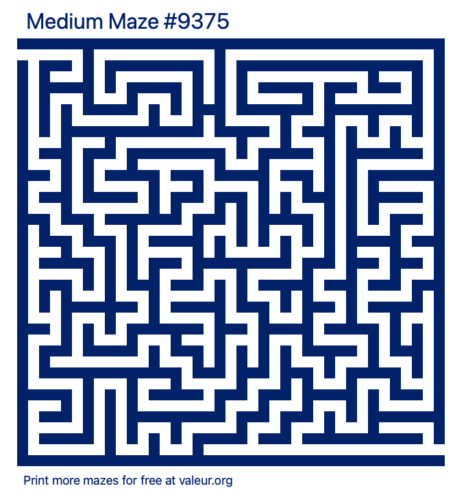 Free Printable Medium Maze number 9375