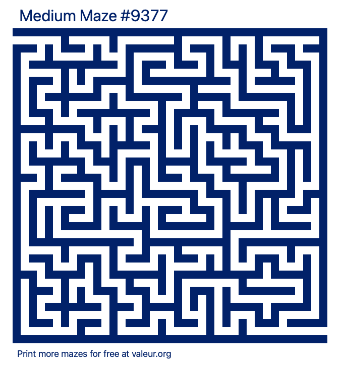Free Printable Medium Maze number 9377