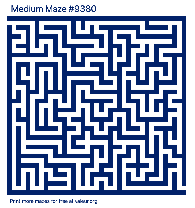 Free Printable Medium Maze number 9380