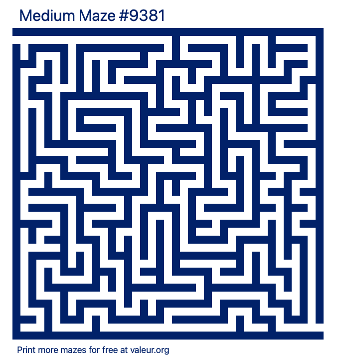 Free Printable Medium Maze number 9381