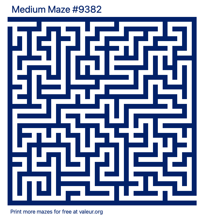Free Printable Medium Maze number 9382