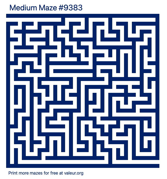 Free Printable Medium Maze number 9383