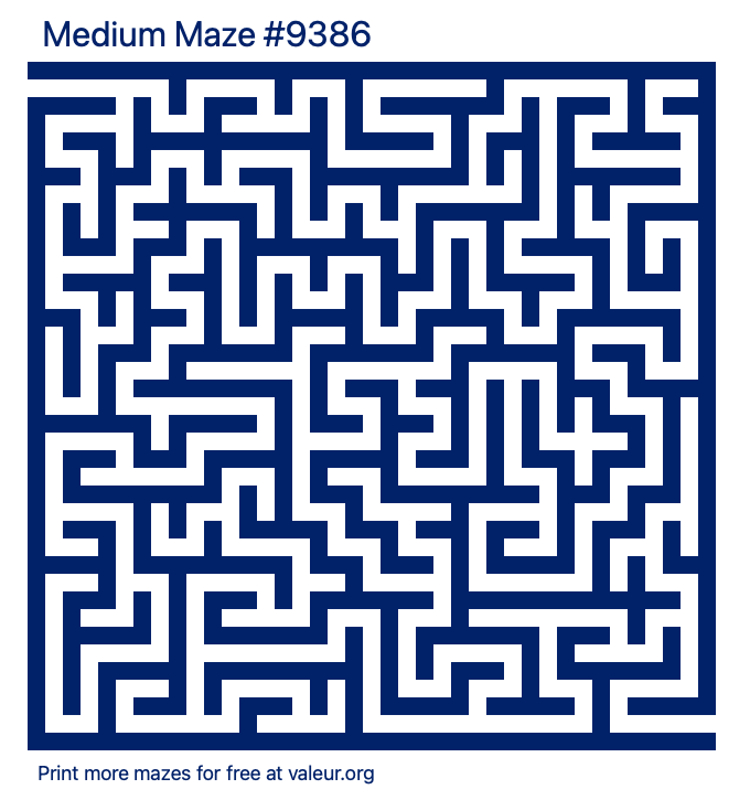 Free Printable Medium Maze number 9386
