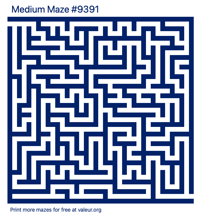 Free Printable Medium Maze number 9391
