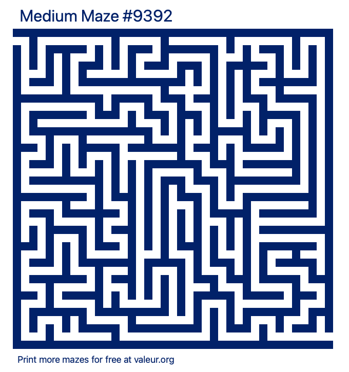 Free Printable Medium Maze number 9392