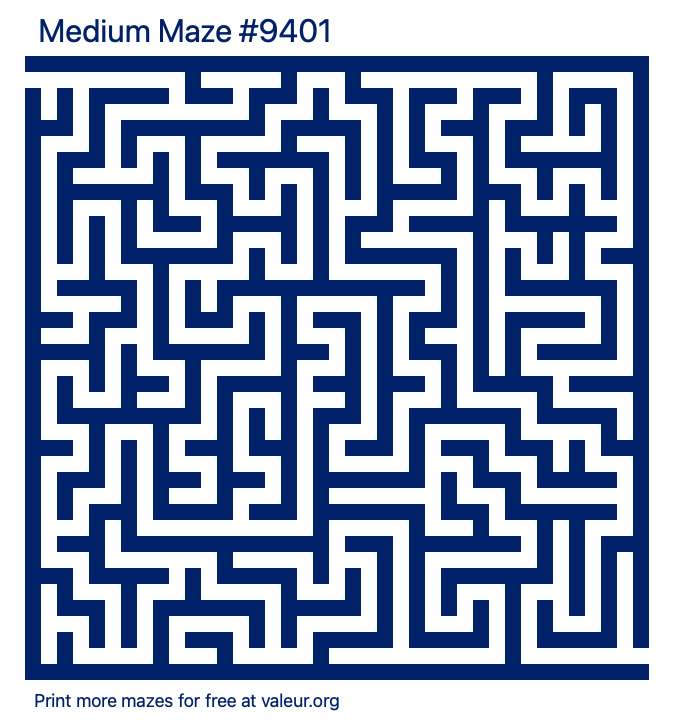 Free Printable Medium Maze number 9401