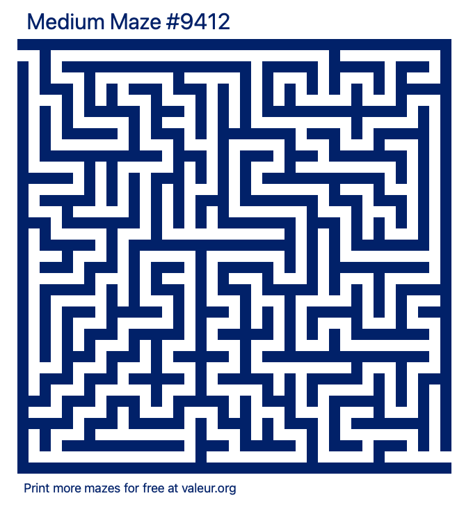Free Printable Medium Maze number 9412