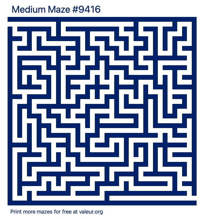 Free Printable Medium Maze number 9416