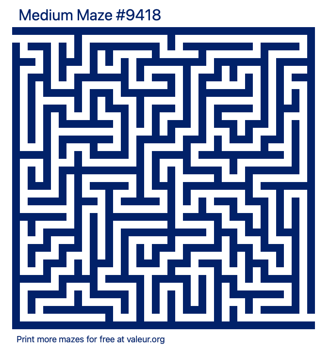Free Printable Medium Maze number 9418