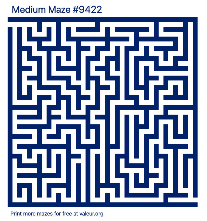 Free Printable Medium Maze number 9422