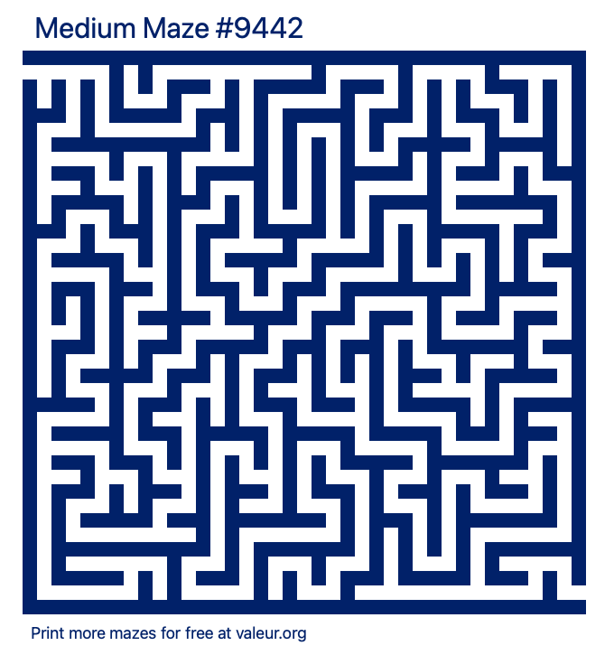 Free Printable Medium Maze number 9442