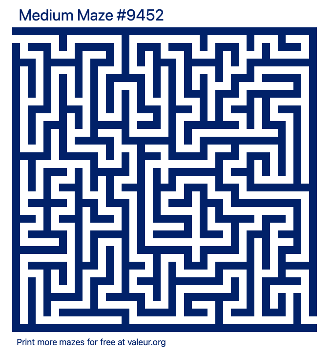 Free Printable Medium Maze number 9452