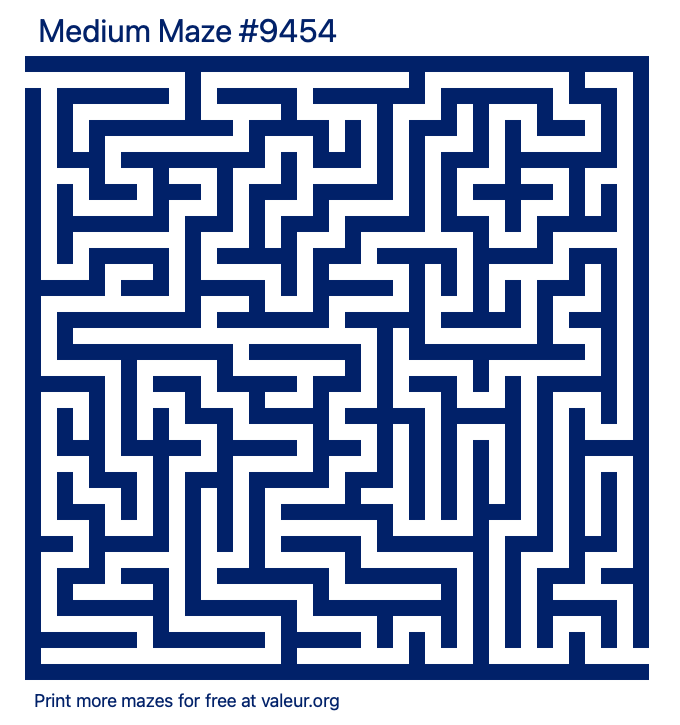 Free Printable Medium Maze number 9454