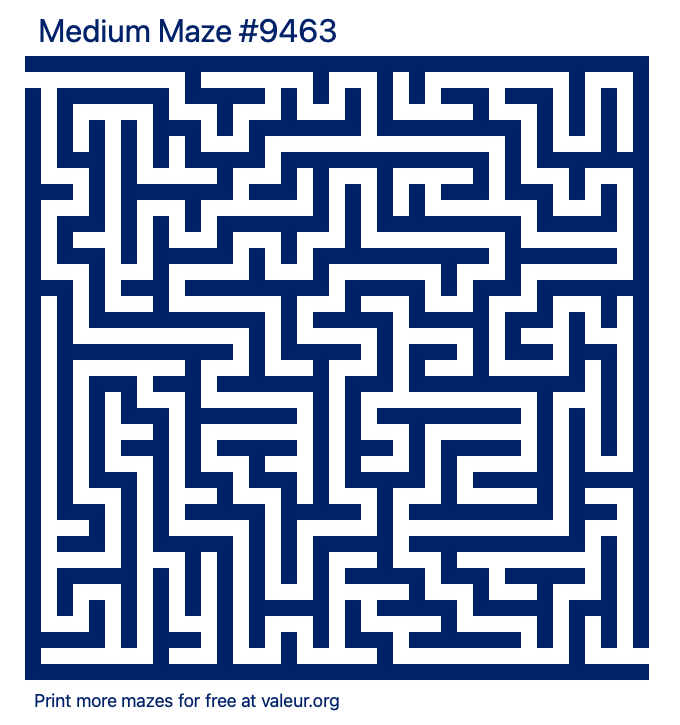 Free Printable Medium Maze number 9463