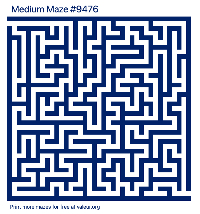 Free Printable Medium Maze number 9476