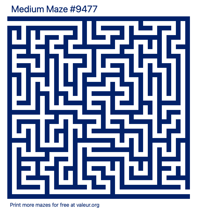 Free Printable Medium Maze number 9477