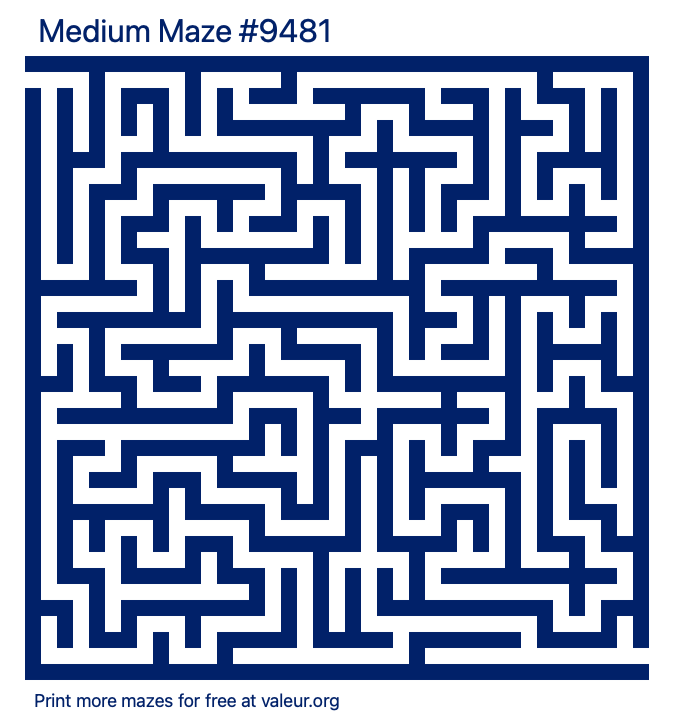 Free Printable Medium Maze number 9481