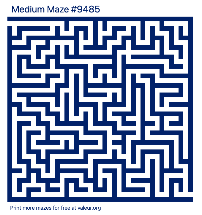 Free Printable Medium Maze number 9485