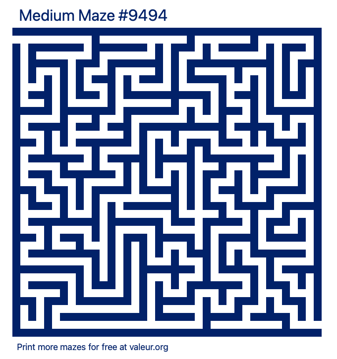 Free Printable Medium Maze number 9494