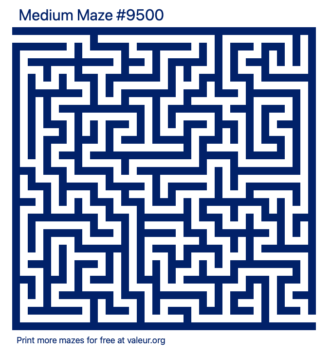 Free Printable Medium Maze number 9500