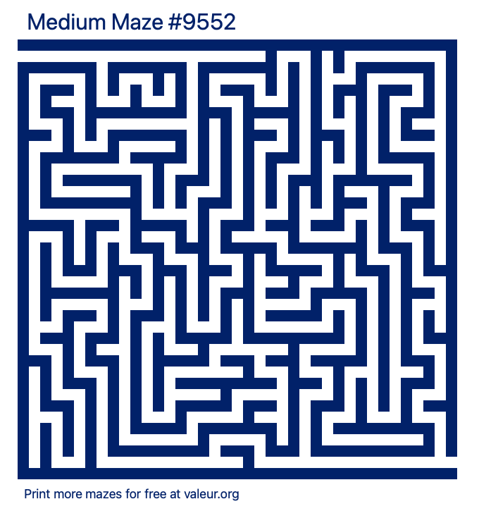 Free Printable Medium Maze number 9552