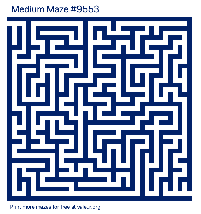Free Printable Medium Maze number 9553