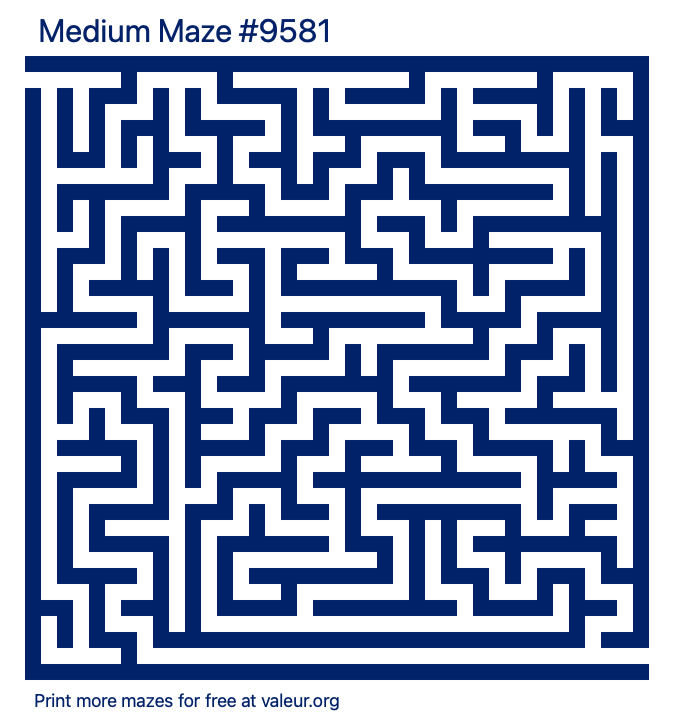 Free Printable Medium Maze number 9581
