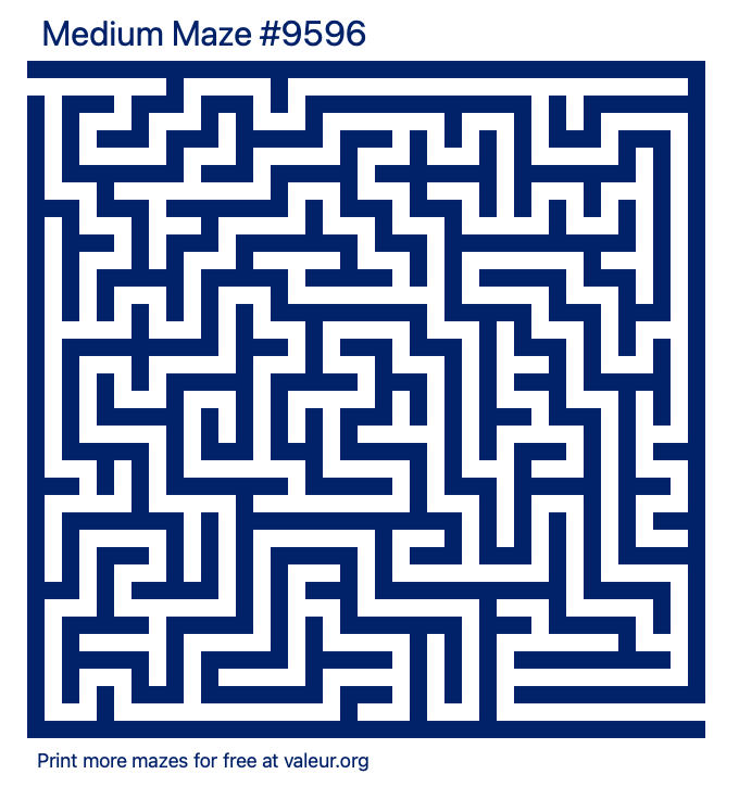 Free Printable Medium Maze number 9596