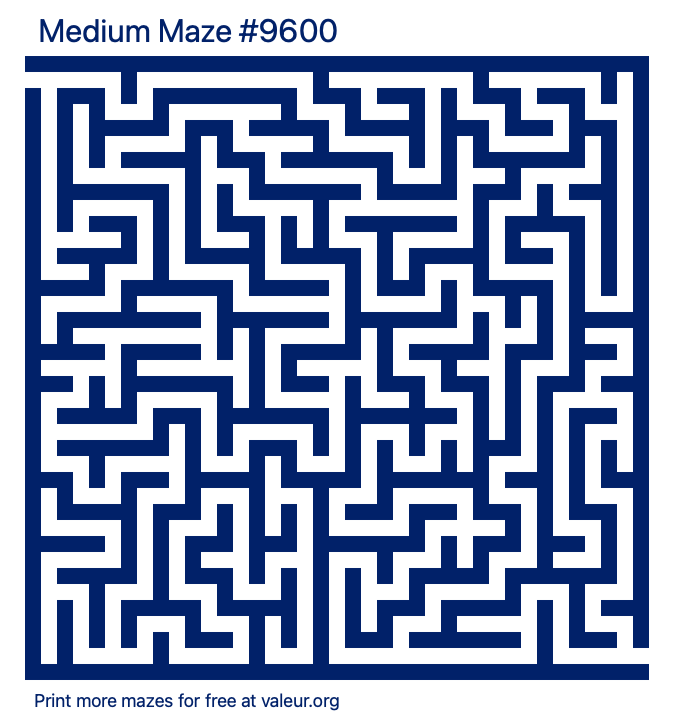 Free Printable Medium Maze number 9600