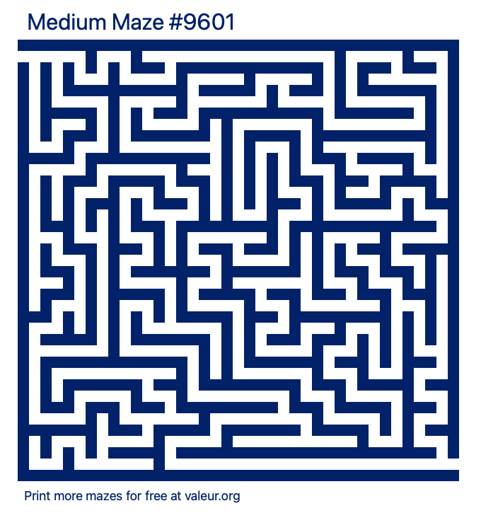 Free Printable Medium Maze number 9601