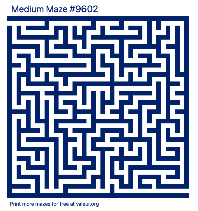Free Printable Medium Maze number 9602