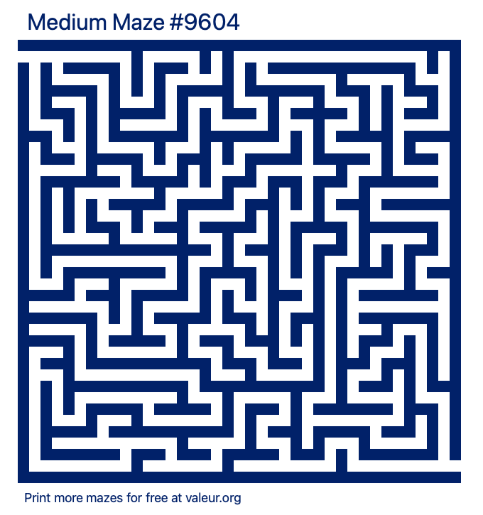 Free Printable Medium Maze number 9604