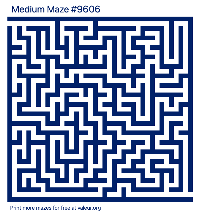 Free Printable Medium Maze number 9606