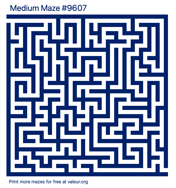 Free Printable Medium Maze number 9607