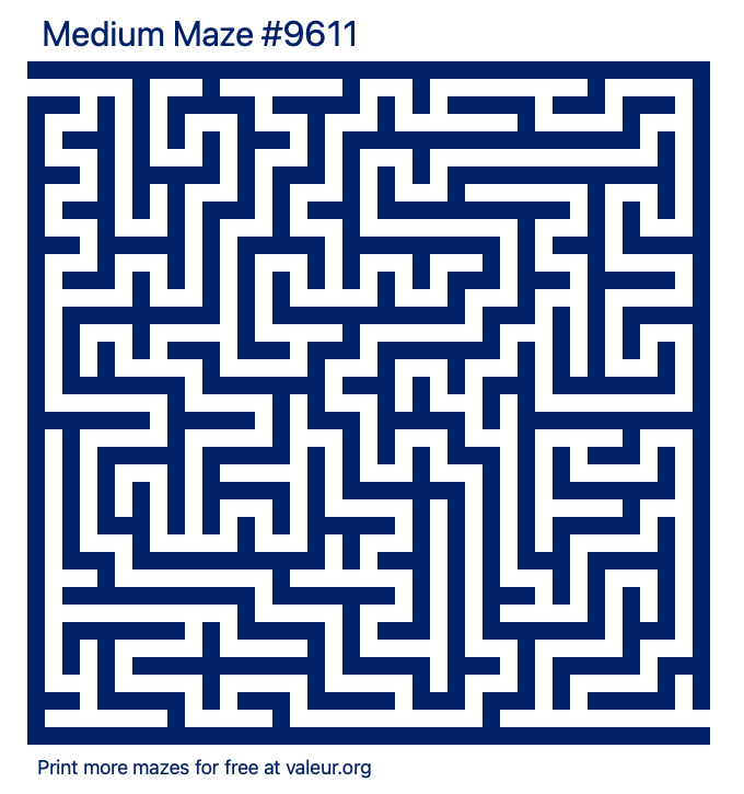 Free Printable Medium Maze number 9611