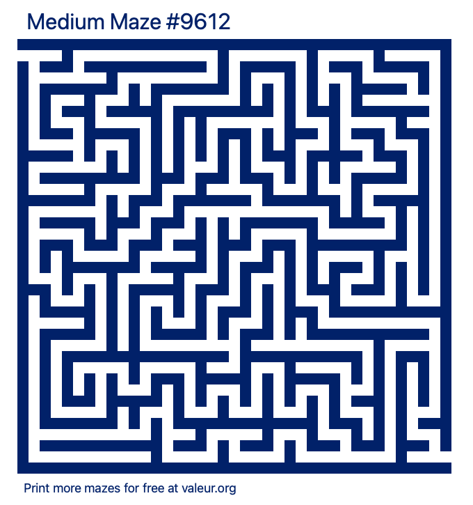 Free Printable Medium Maze number 9612