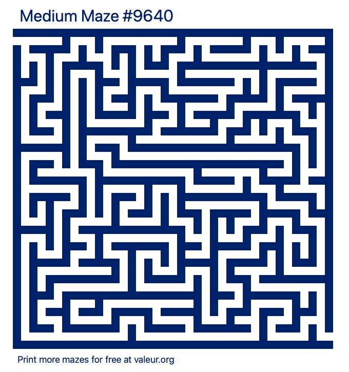 Free Printable Medium Maze number 9640