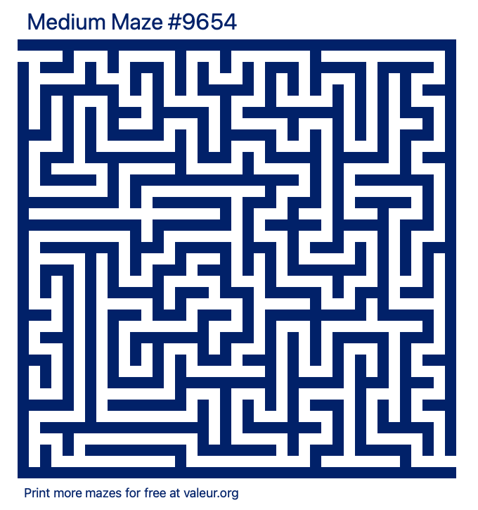 Free Printable Medium Maze number 9654