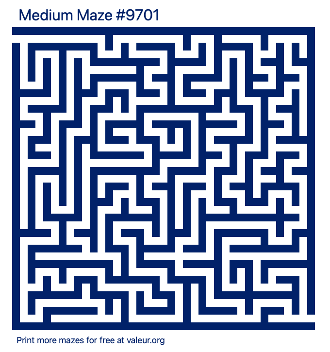 Free Printable Medium Maze number 9701