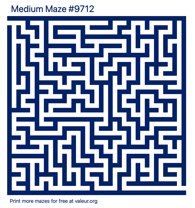 Free Printable Medium Maze number 9712