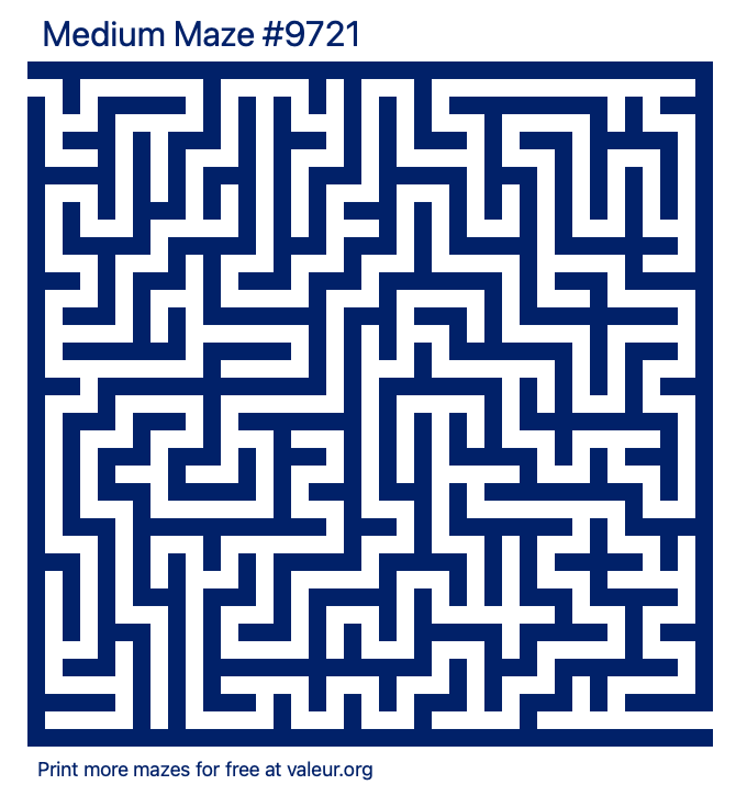 Free Printable Medium Maze number 9721