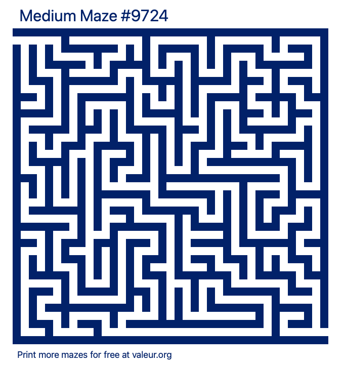 Free Printable Medium Maze number 9724