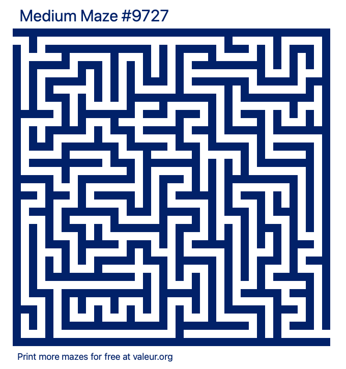 Free Printable Medium Maze number 9727