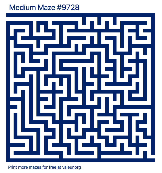 Free Printable Medium Maze number 9728